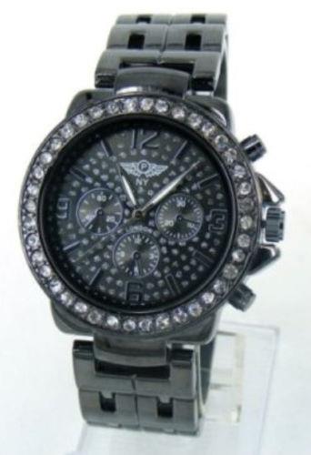 Prince London NY jewelled face bezel metal dials watch double strap stone set - Picture 3 of 5