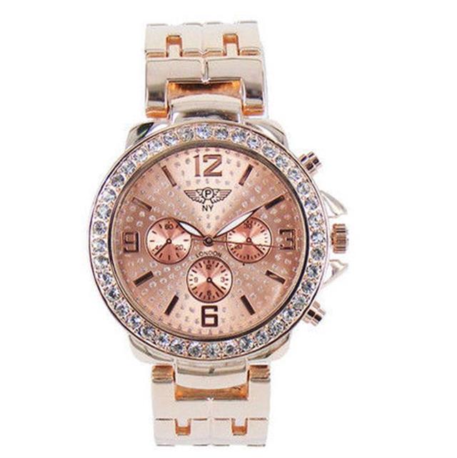 Prince London NY jewelled face bezel metal dials watch double strap stone set - Picture 5 of 5