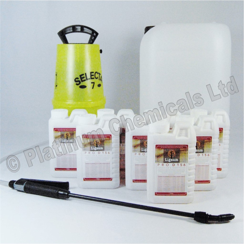 LIGNUM PRO D156 WOODWORM & DRY ROT KILLER WOOD TREATMENT 8L SPRAY KIT