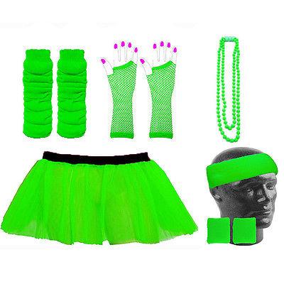 Neon Green Black Tutu Skirt 4 Layers Fancy Dress Hen Party Fun Run Halloween 