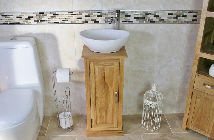 oak bathroom cabinet with sink