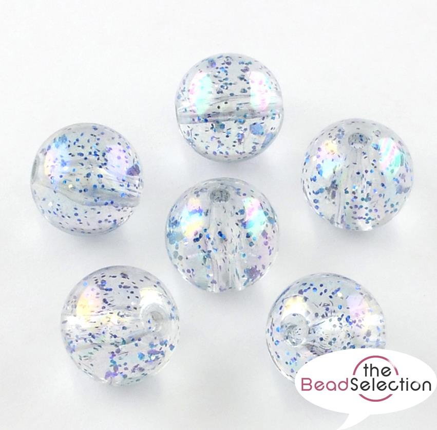 Glitter Ab Lustre Blue Acrylic Round Beads Mm Hole Mm Top Quality