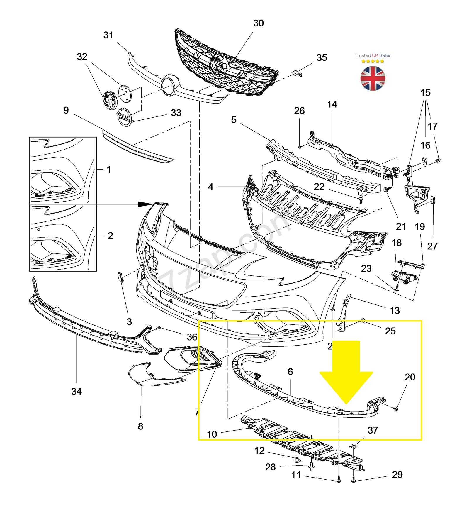 VAUXHALL CORSA E 2015 2018 FRONT BUMPER LOWER REINFORCEMENT BAR