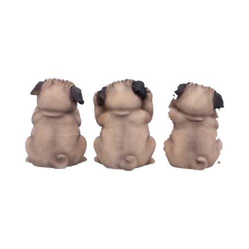 Three Wise Pugs - Hear No, Speak No, See No Evil Figurines