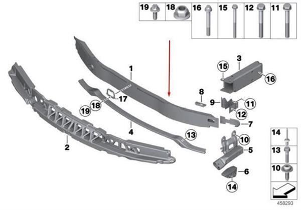 Front Bumper Reinforcement Bar For 2012-2019 BMW 3 Series 328i - Aluminum, Painted