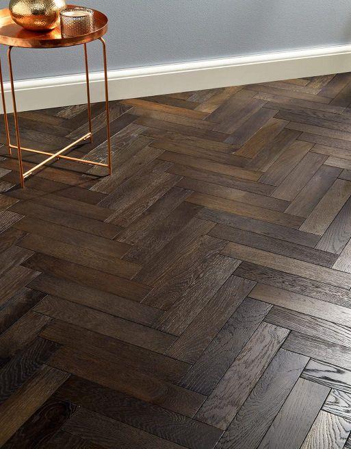 Parquet Oak Herringbone Dark Brown Brushed Oiled Flooring ...