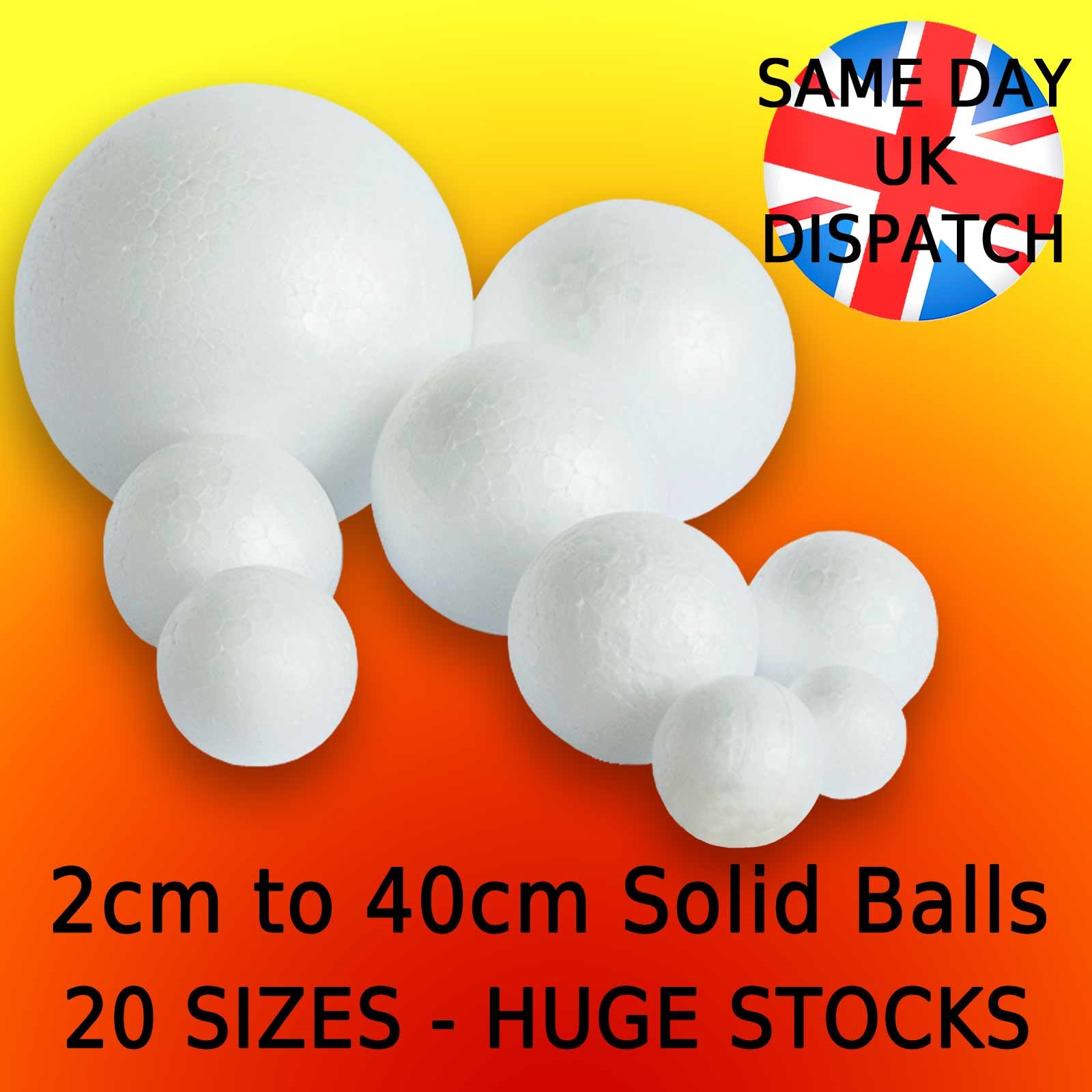 Large 300mm -12 inch Polystyrene Balls in 2 HOLLOW HALVES for craft  decoration