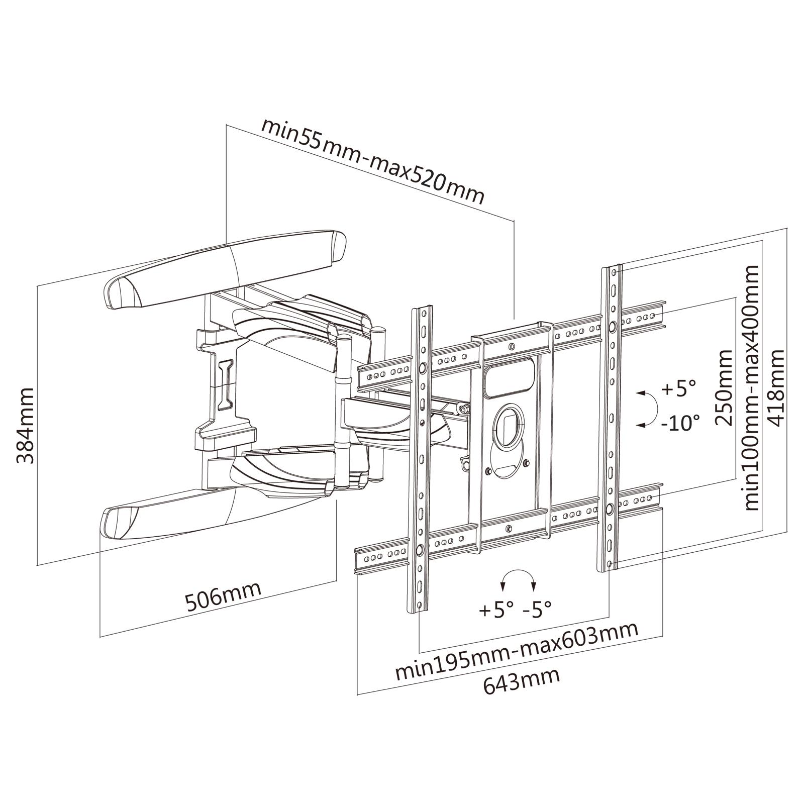 Fits 65UM7400PLA LG 65" TV BRACKET DOUBLE ARM TILT & SWIVEL WALL MOUNT