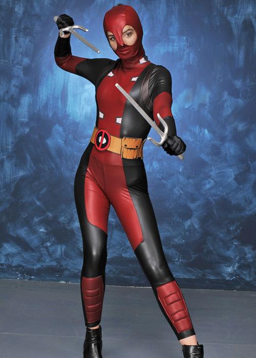 Ladies Deadpool Girl Costume Womens Superhero Fancy Dress Costume