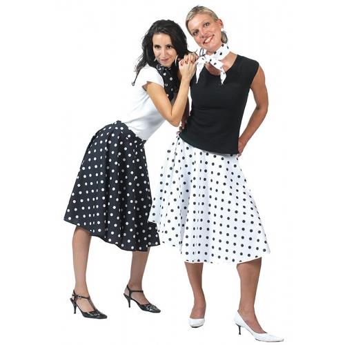 Ladies Rock N Roll Polka Dot Skirt and Scarf Set 50s 60s Fancy Dress 7 ...