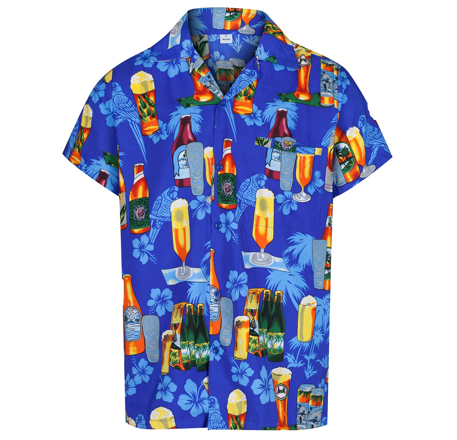 MENS HAWAIIAN SHIRT BEER BOTTLE THEMED PARTY HOLIDAY BEACH FANCY DRESS ...