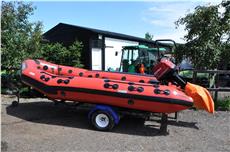 Inflatable Rib Boat Ex Fire Brigade with Trailer and 30hp Mariner Outboard Engin