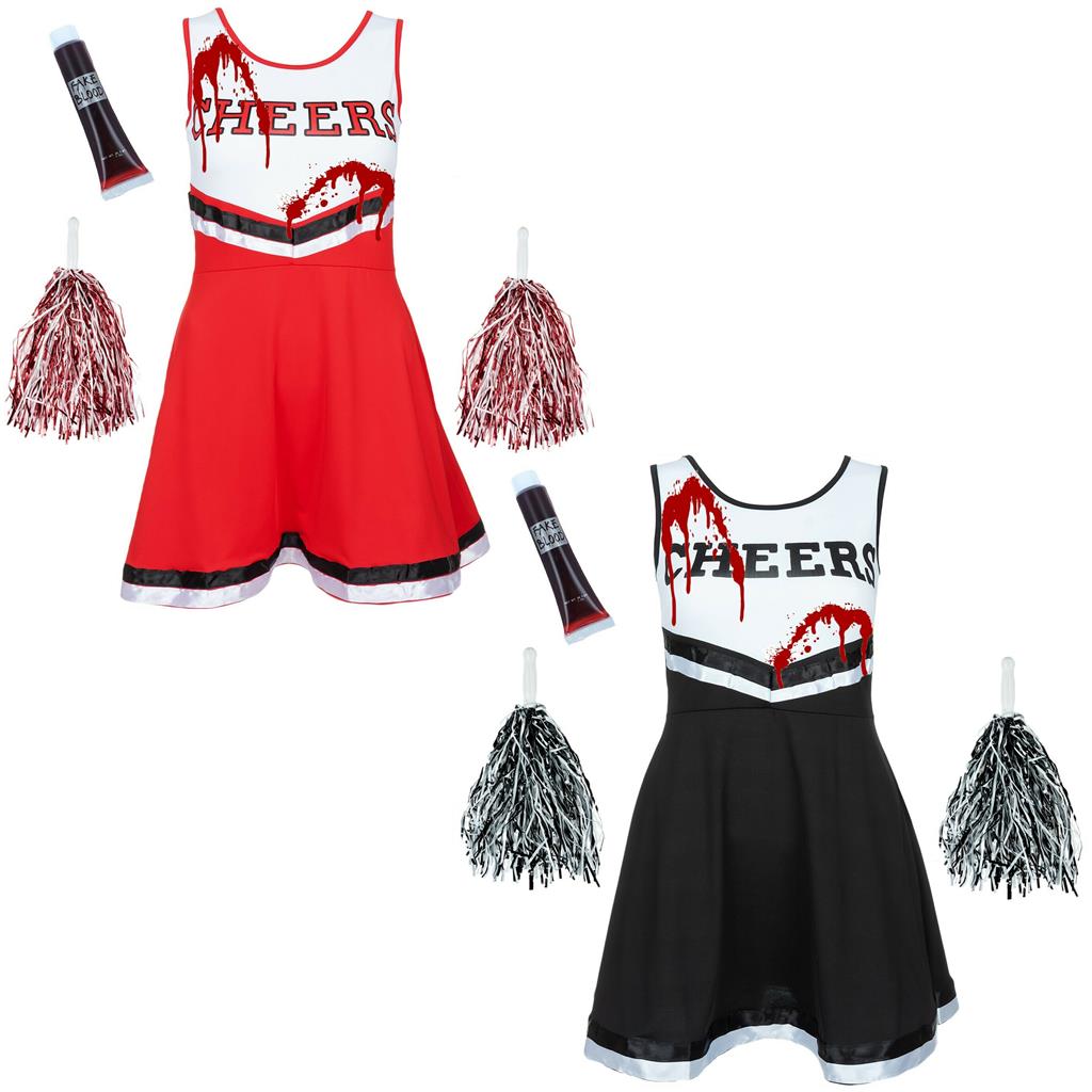 Buy Girls Black Zombie Cheerleader Fancy Dress Costume & Accessories – Kids  Zombie Halloween Outfit Including: Dress With Squad Print, Bloodstained  Tights, Fake Blood & Face Paint (Large - 10/12 Years) Online at  desertcartNorway