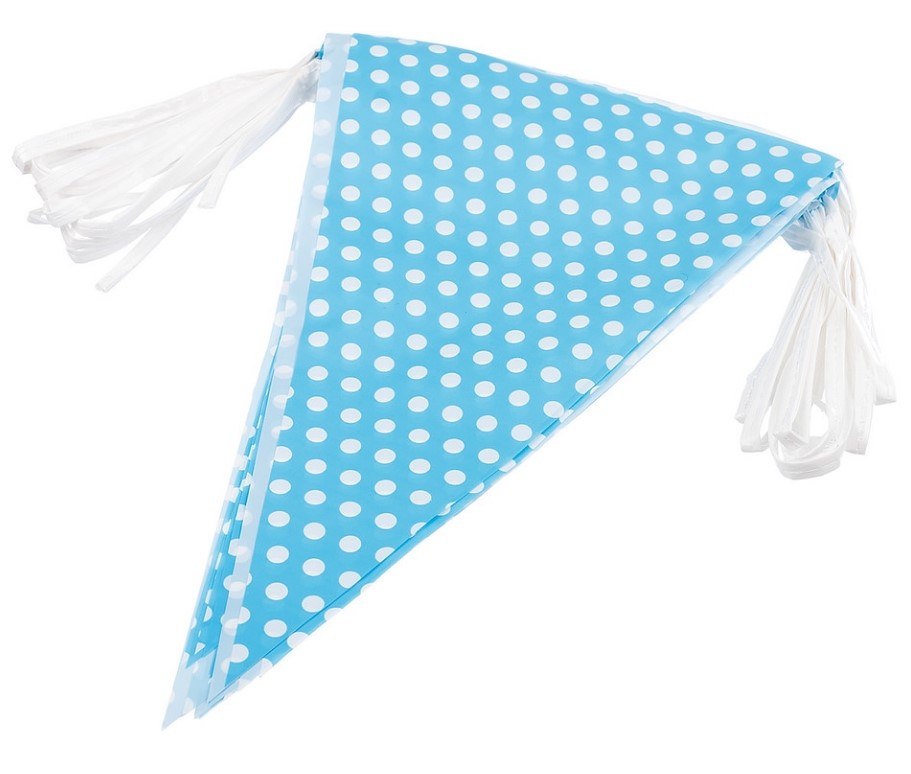 10m Blue Polka Dot Bunting Party Decoration New Boy Baby Shower