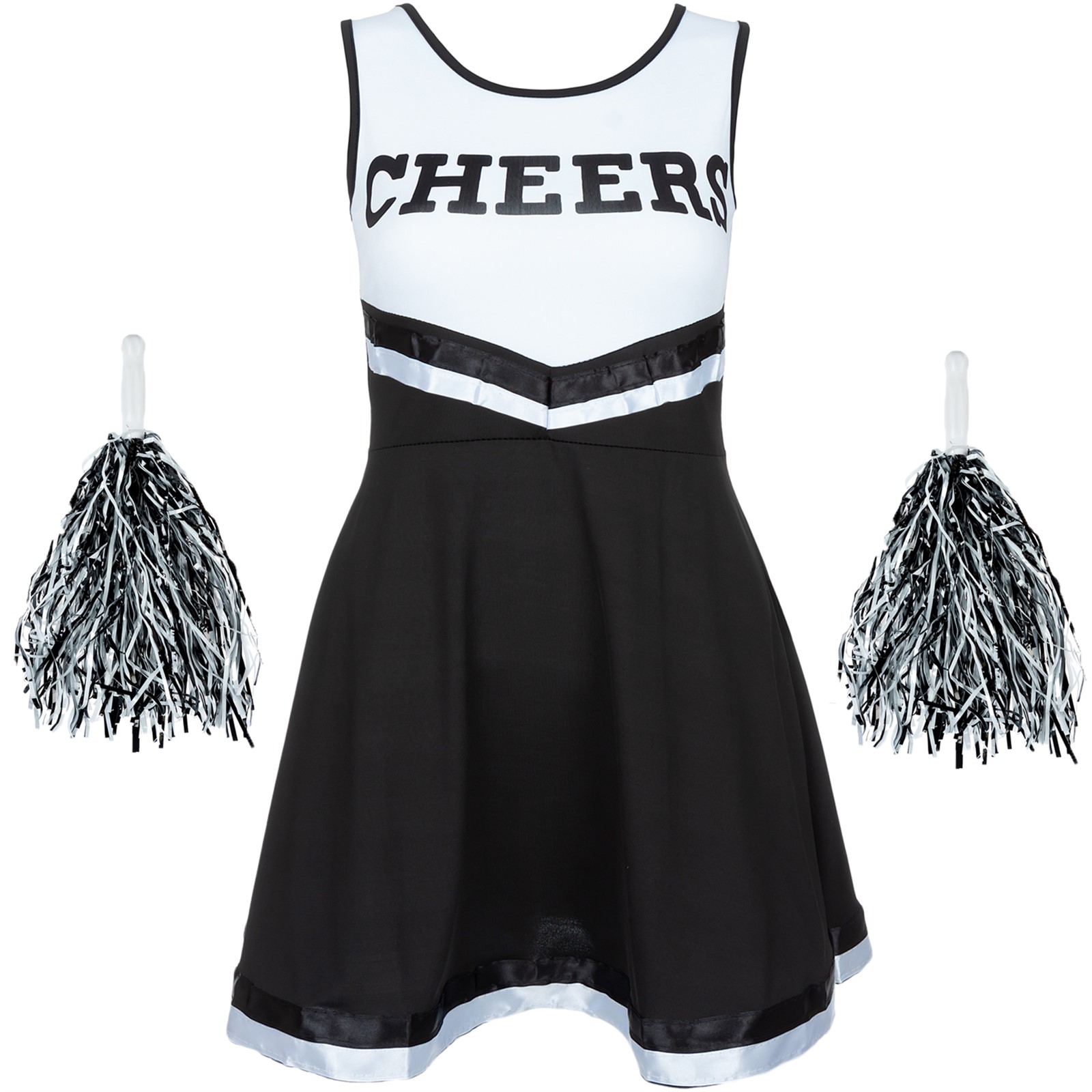 Vestido negro de halloween cheerleader vestido uniforme de la escuela secun...