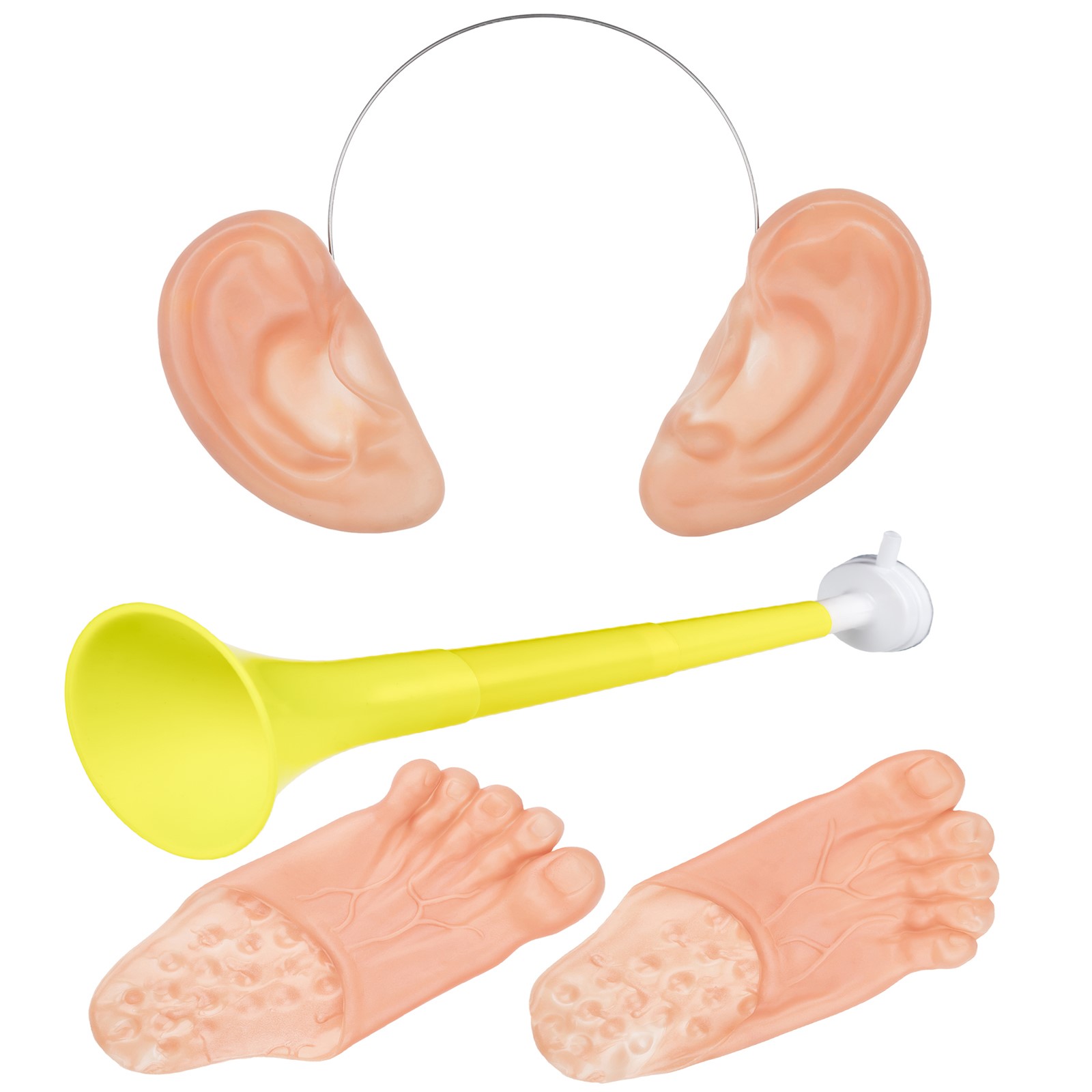 CHILDRENS GIANT HAIRY EARS RUBBER BIG FEET YELLOW HORN TRUMPET WORLD BOOK DAY