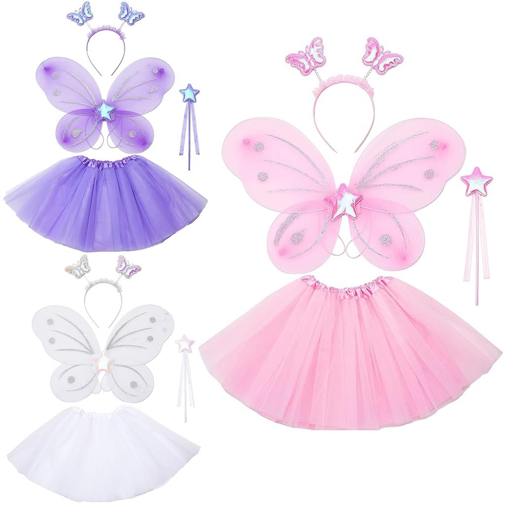 Fairy Costume per Bambini Farfalla Costume Ragazze Fairy Ali Vestito Angel  Wings