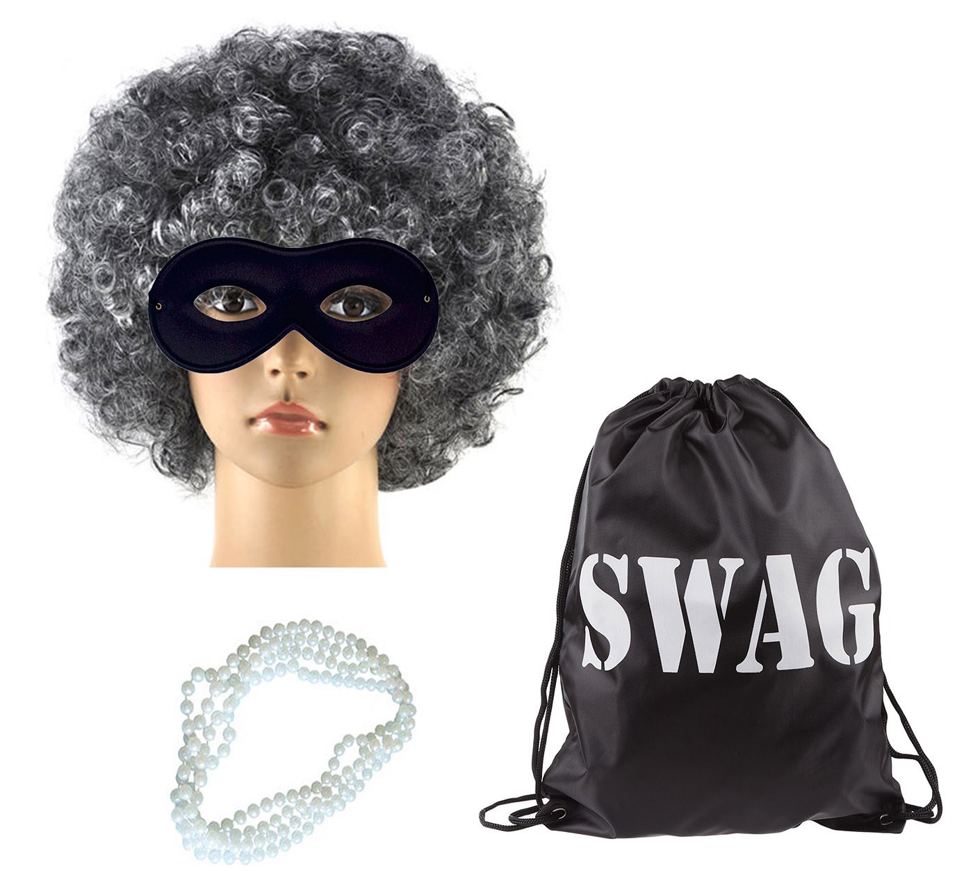 Gangster Granny Burglar Mask And Swag Bag Stick Book Week Fancy Dress Outfit