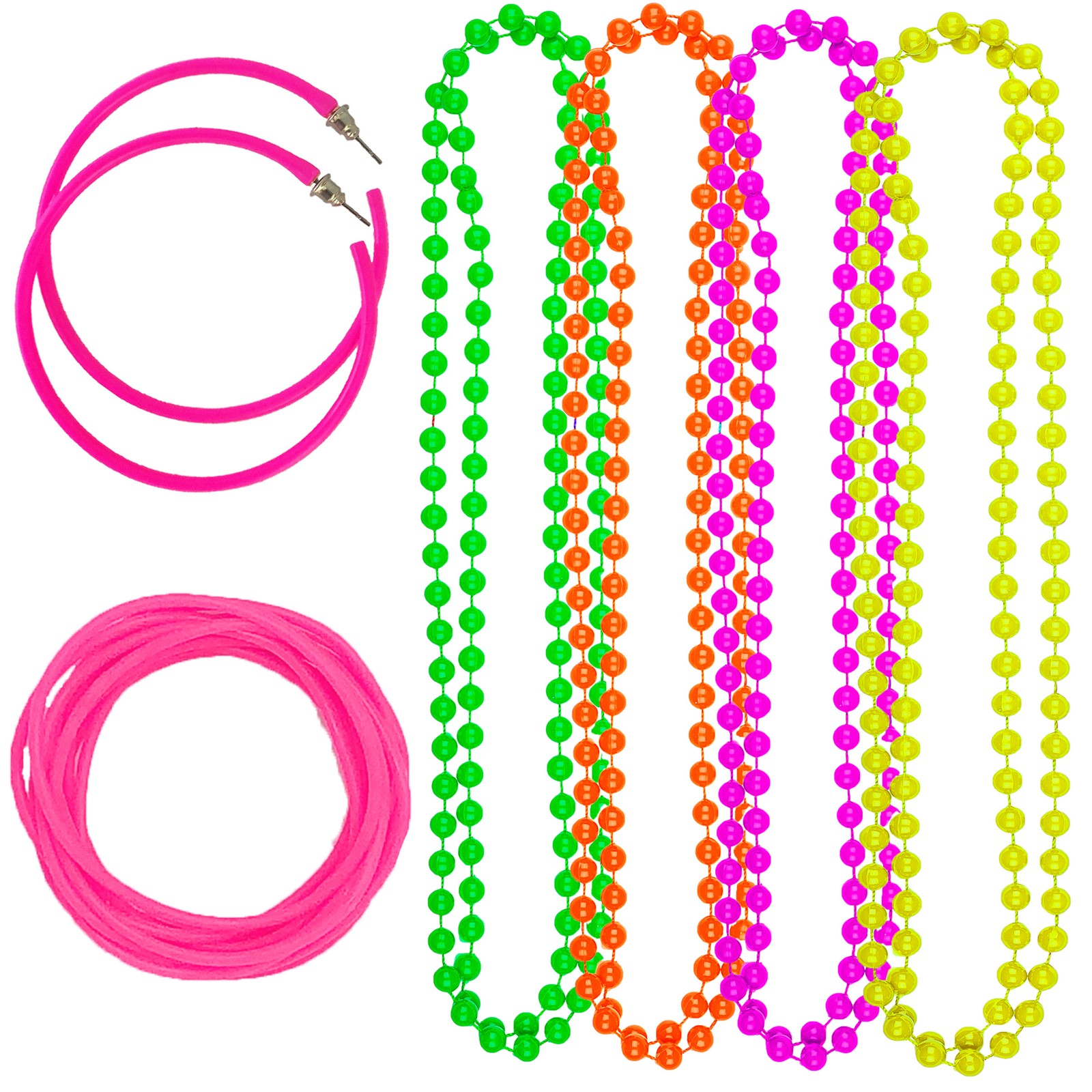 Bracelets de perles de néon Accessoire Années 80 Déguisement Rétro