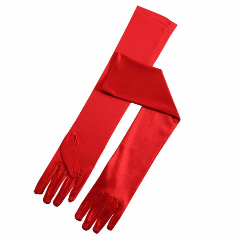 red evening gloves long