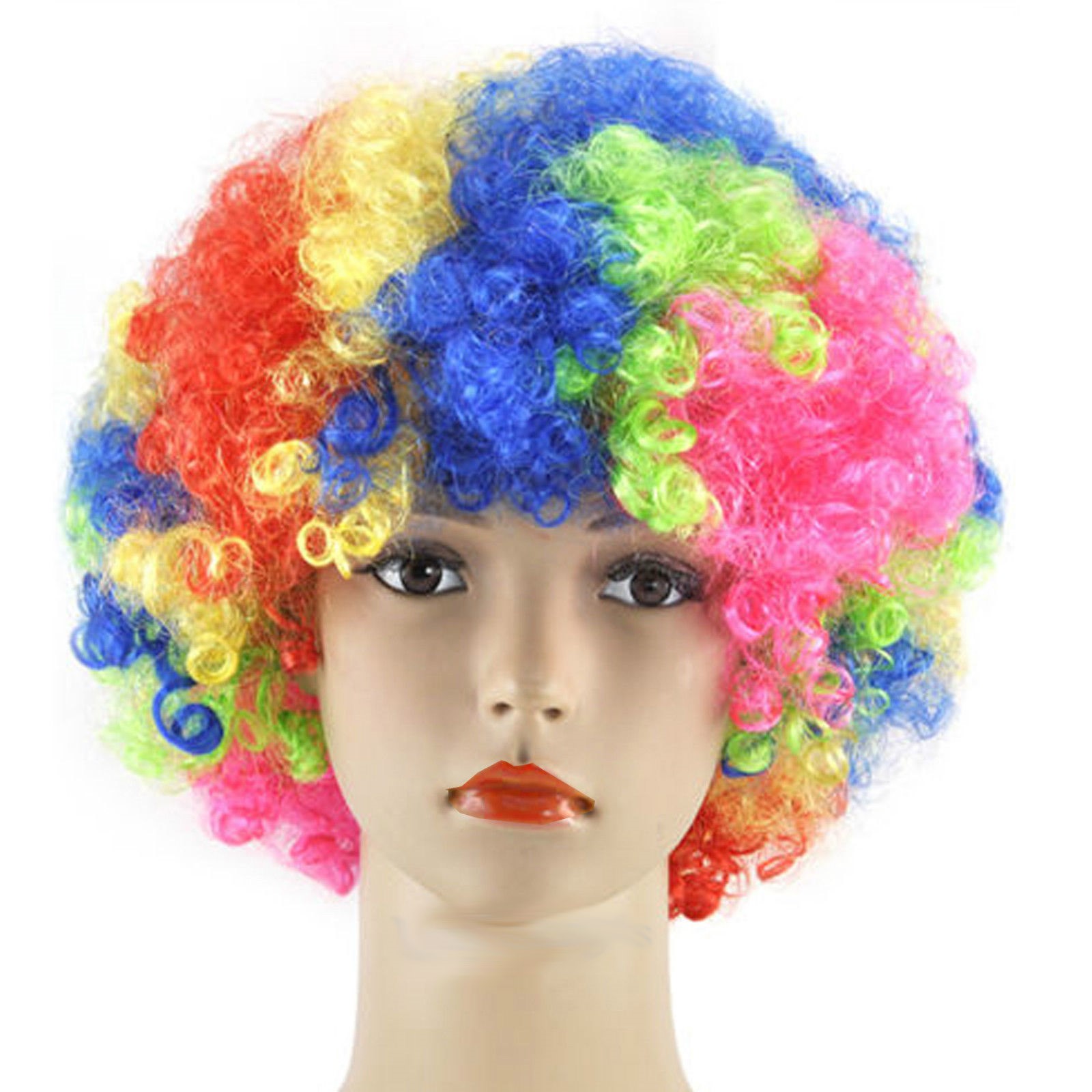 CURLY AFRO WIG MULTI COLOUR PARTY CLOWN FUNKY DISCO MENS LADIES 70S ...