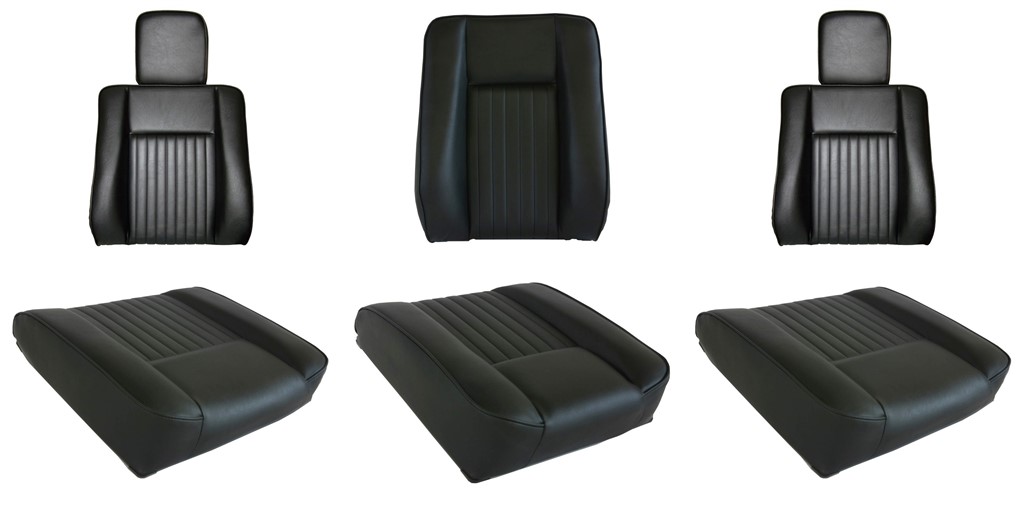 Land Rover Serie 2 2A 3 Vinilo Negro Deluxe Asiento Delantero Set /& 2 X Reposacabezas