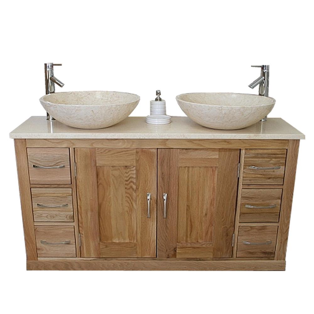 Bathroom Vanity Twin Set Cabinet Double Twin Sink Bowl Basin Cream Marble Unit Ebay