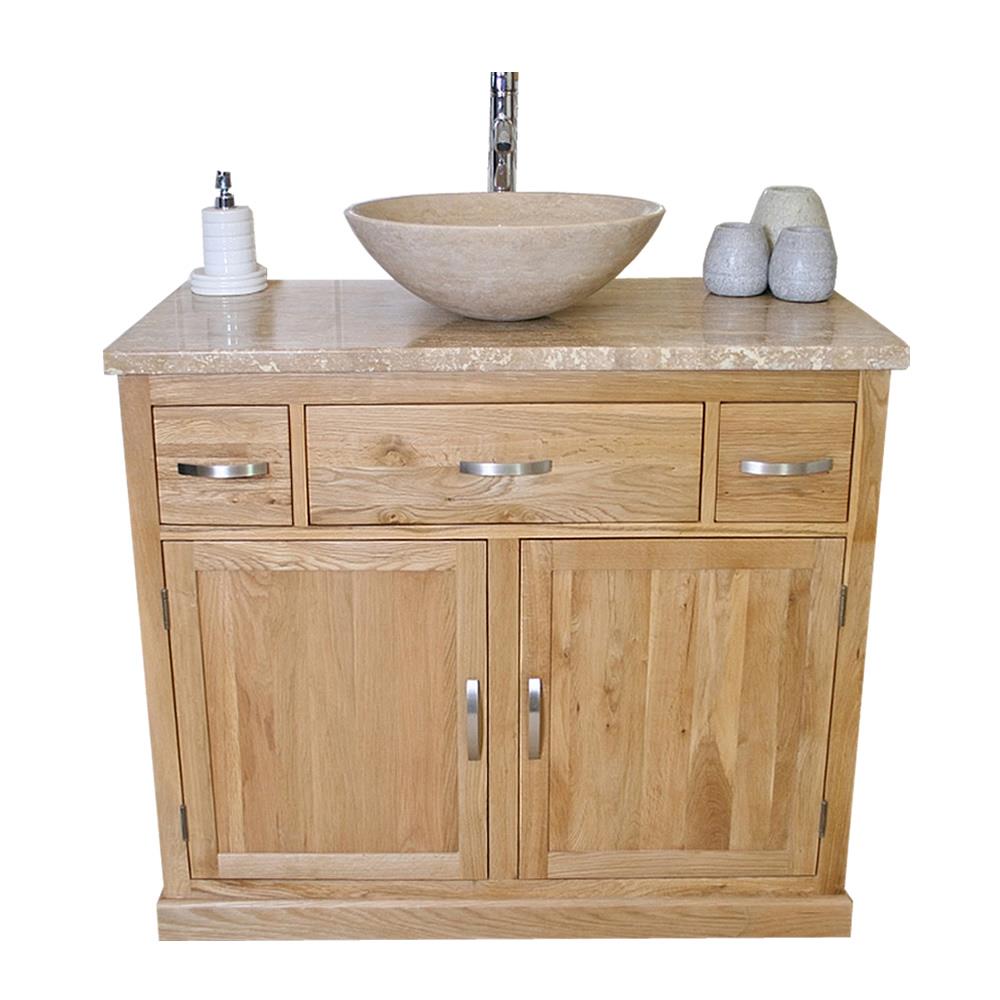 Bathroom Vanity Unit Oak Modern Cabinet Wash Stand Travertine Top Basin 1161 Ebay