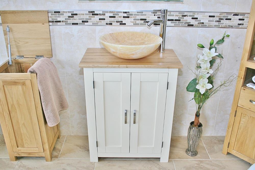 Slimline Bathroom Vanity Unit Oak Top White Furniture eBay
