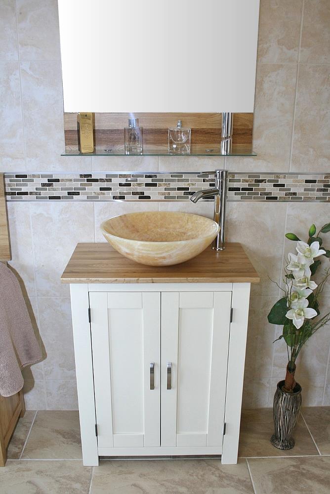 Slimline Bathroom Vanity Unit Oak Top White Furniture eBay