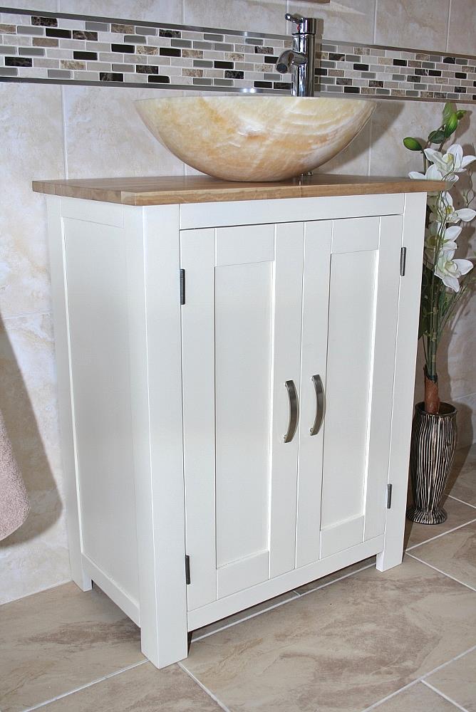 Slimline Bathroom Vanity Unit Oak Top White Furniture eBay
