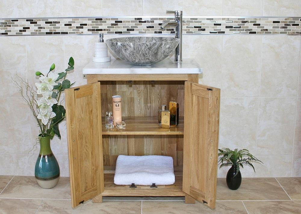 Solid Oak Bathroom Vanity Unit Bathroom Slimline White