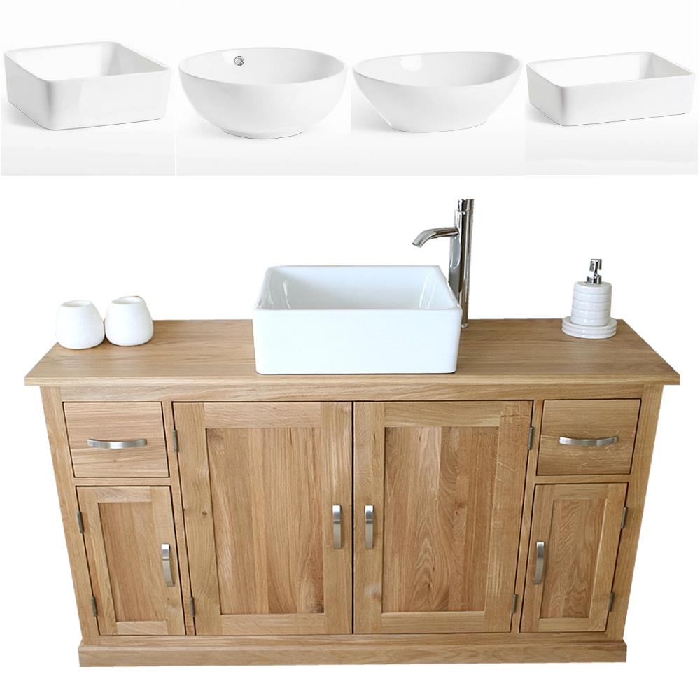 Bathroom Vanity Unit Oak Cabinet Furniture Wash Stand Amp White
