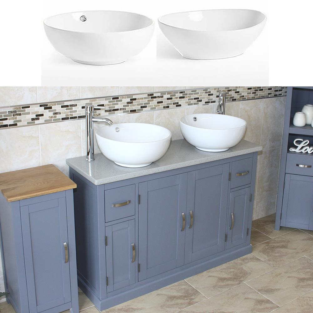 Bathroom Double Vanity Unit Grey Painted Cabinet Grey Quartz Ceramic Basin 402 Ebay