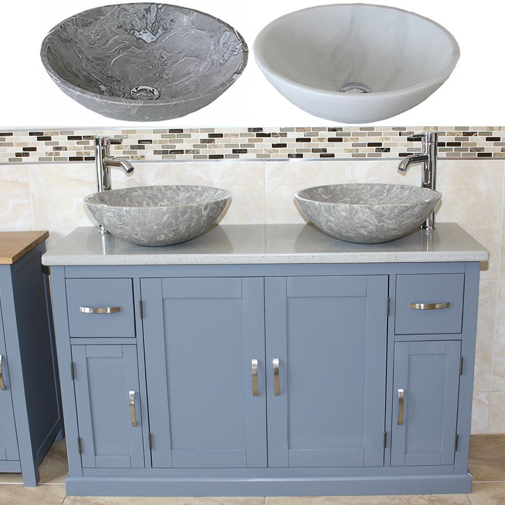 Bathroom Double Vanity Unit Grey Painted Cabinet Grey Quartz