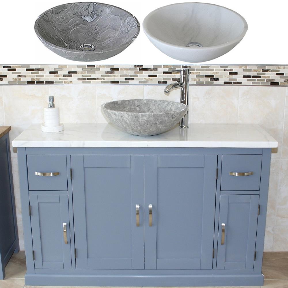 Bathroom Single Vanity Unit Grey Painted Cabinet White Marble Marble Basin 402 Ebay