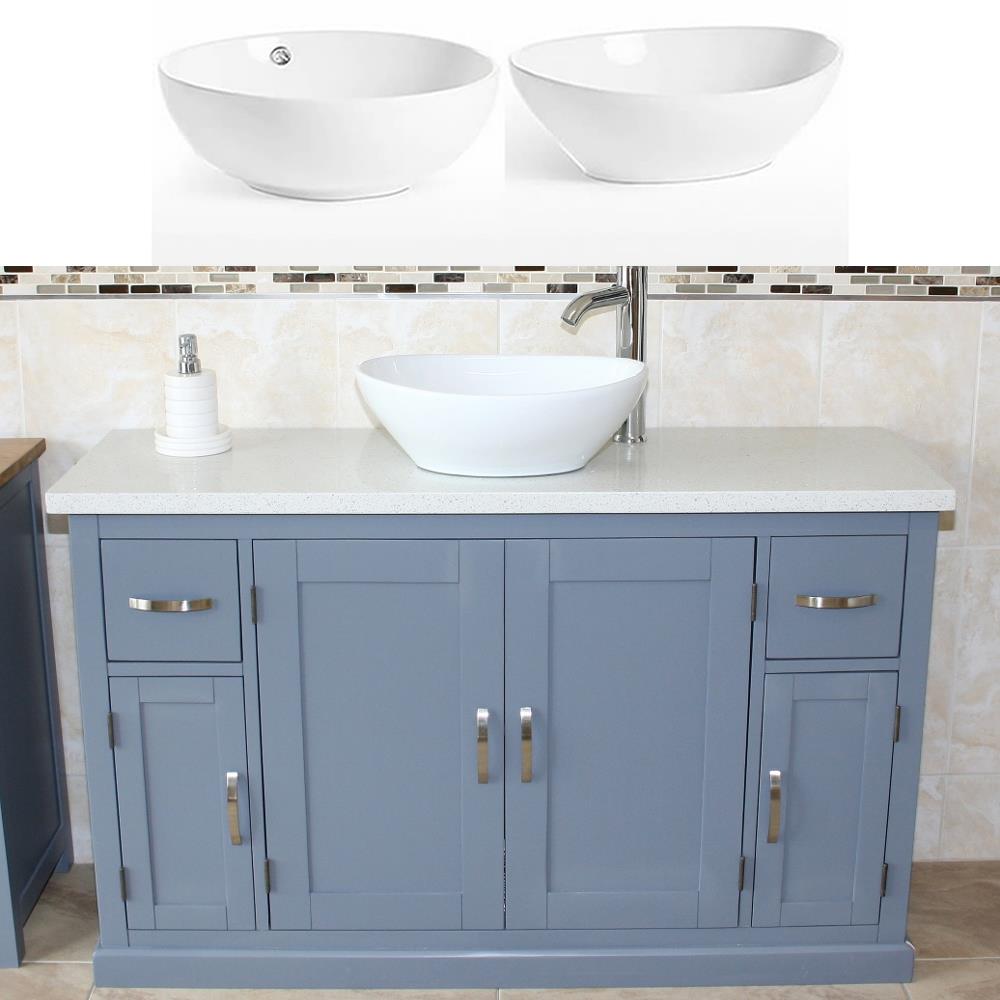 Bathroom Single Vanity Unit Grey Painted Cabinet White Quartz Ceramic Basin 402 Ebay