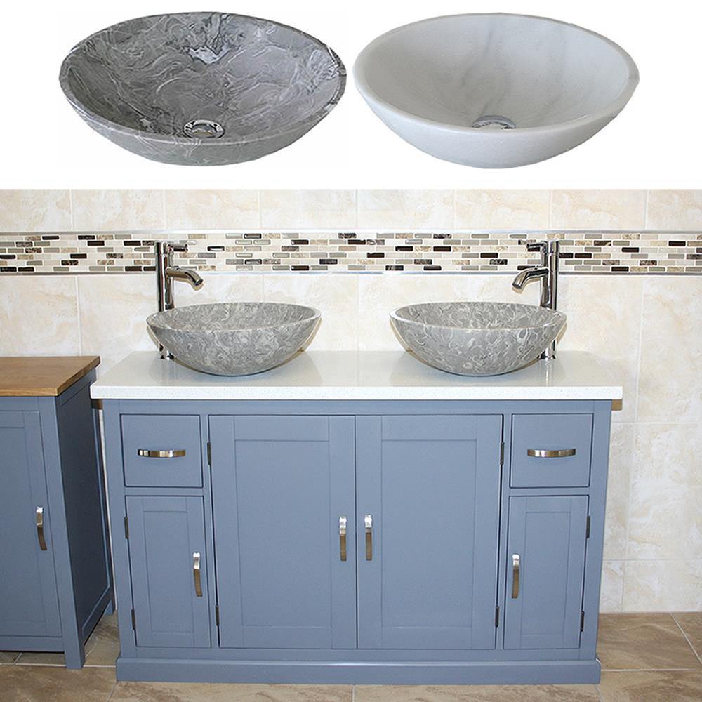 Bathroom Double Vanity Unit Grey Painted Cabinet White Quartz Marble Basin 402 Ebay