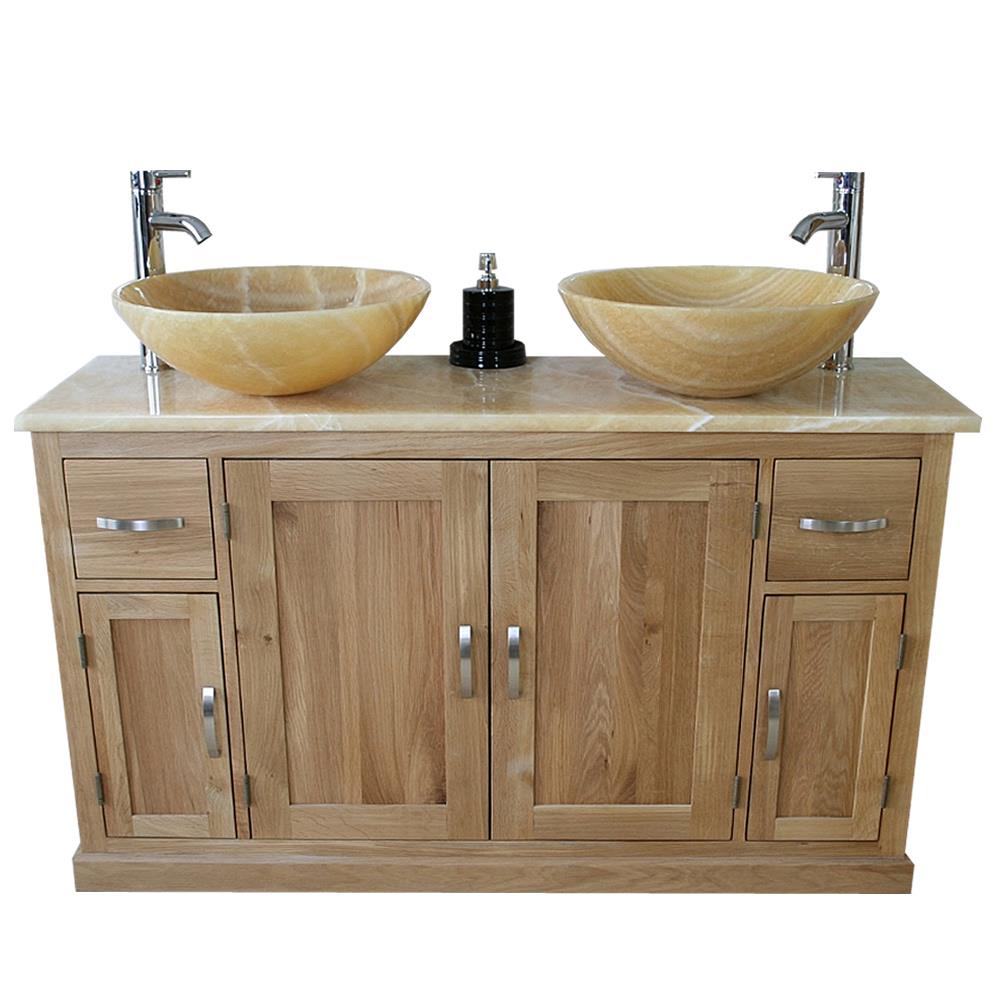 Oak Bathroom Vanity Cabinet Double Twin Sink Bowl Basin Golden Onyx Unit 402 Ebay