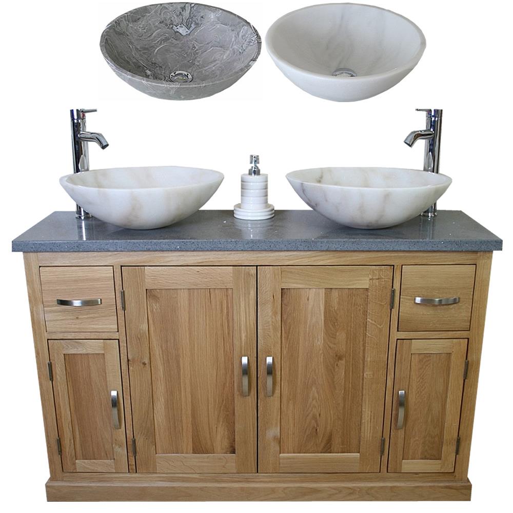 Sink Tap /& Plug Bowl B White Painted Cloakroom Unit Solid Oak Top Bathroom Vanity