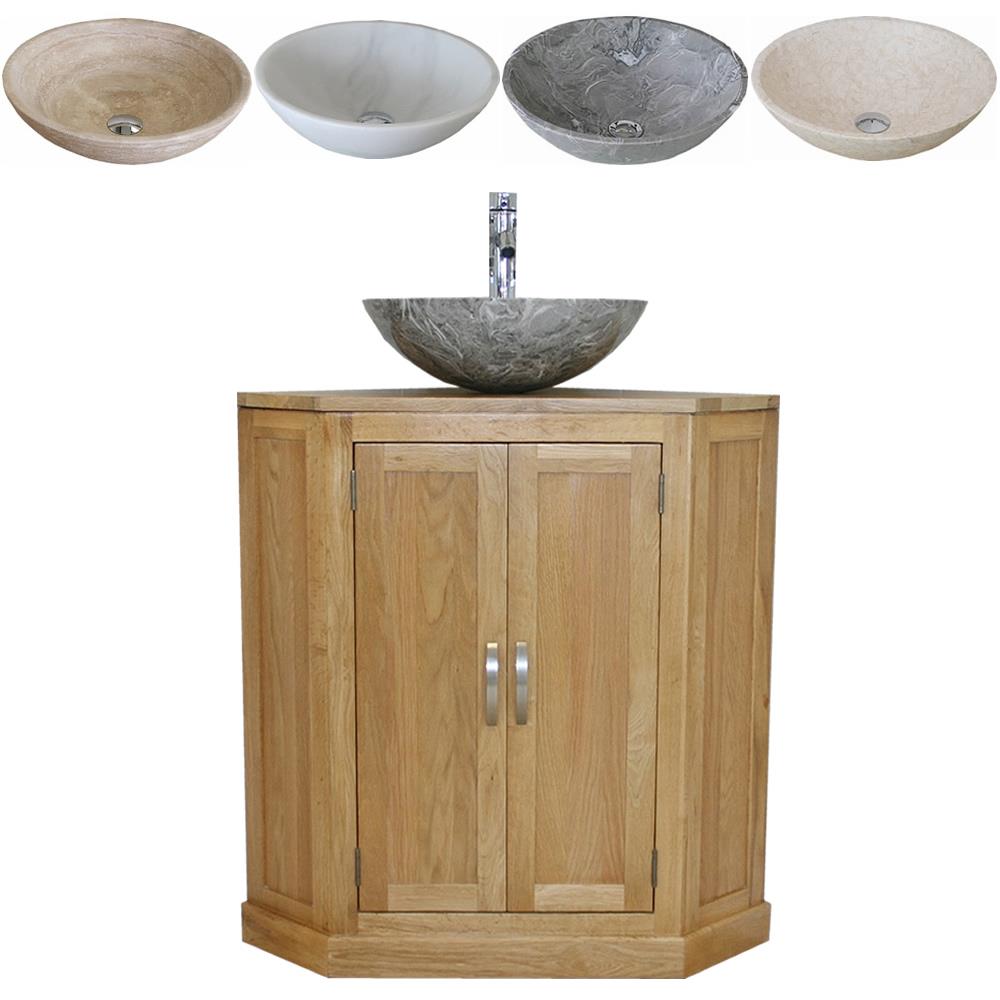 Bathroom Vanity Unit Oak Cabinet Corner Wash Stand Marble Stone Basin 501b Ebay