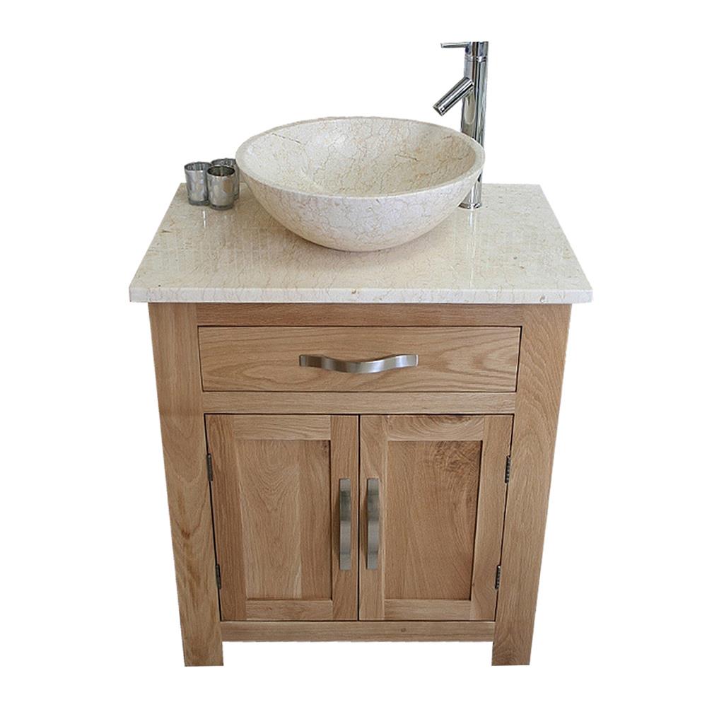 Bathroom Vanity Unit Oak Modern Cabinet Wash Stand Cream Marble Top Basin 502 5060528133302 Ebay
