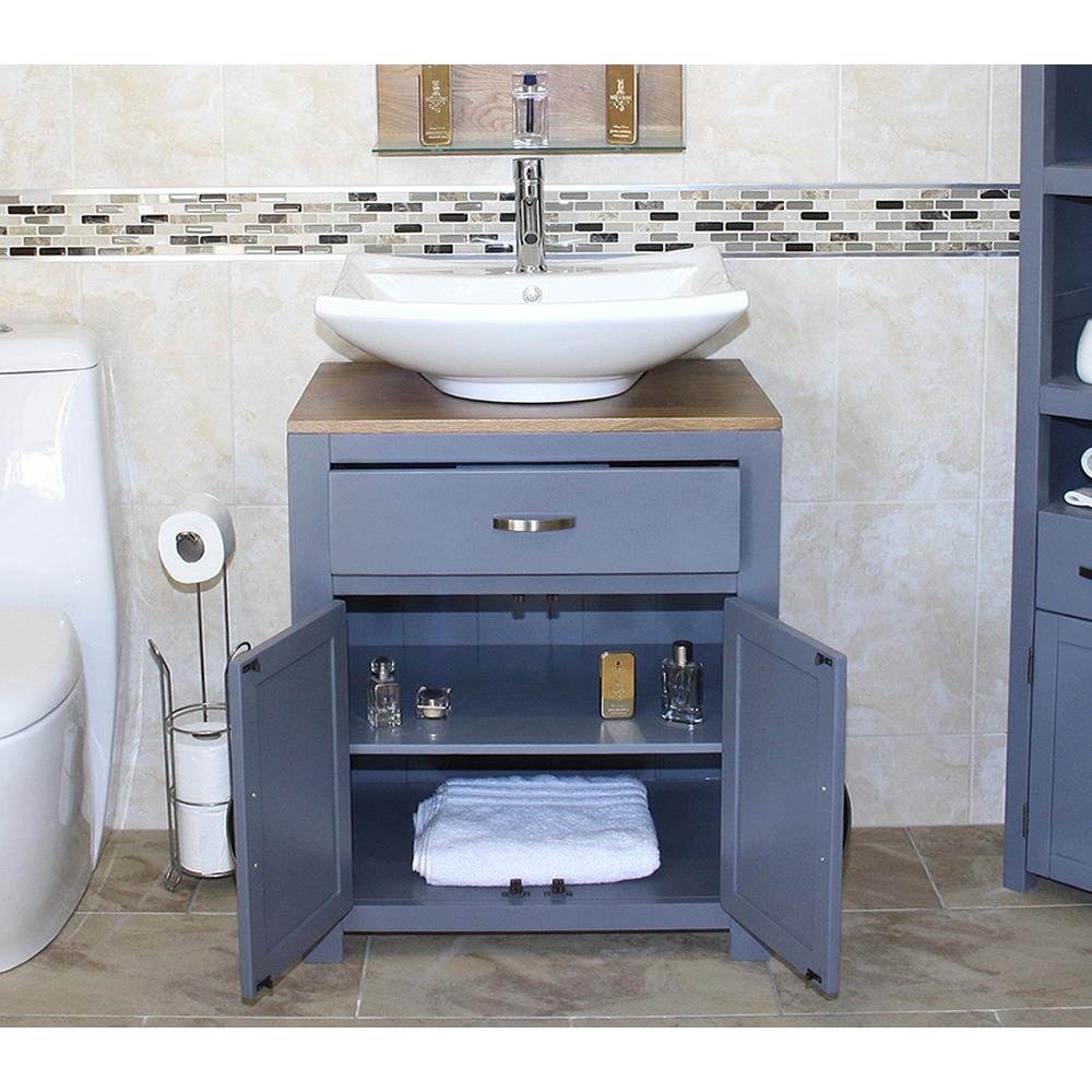 Bathroom Vanity Grey Painted Wood Wash Stand Ceramic Basin Set 502gcb016 Ebay