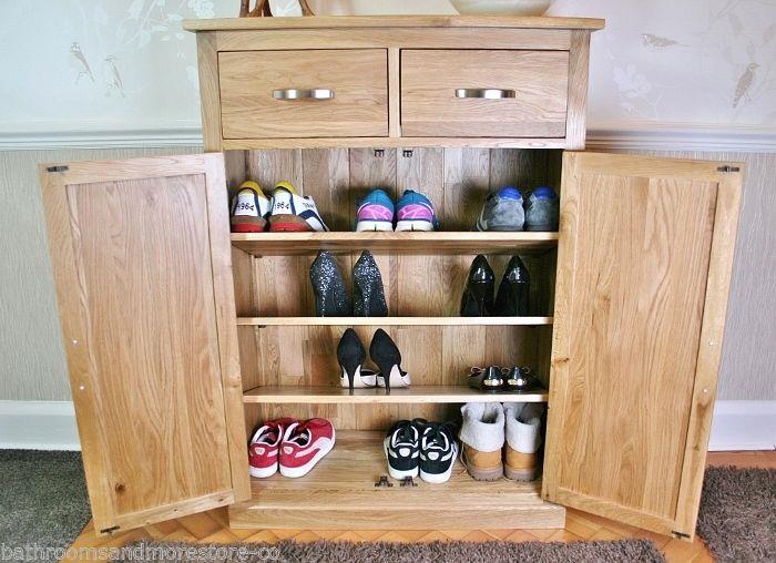Oak Furniture Shoe Cupboard Hall Storage Unit with Drawers H112 x W80 x D36cm 5060528133753 eBay
