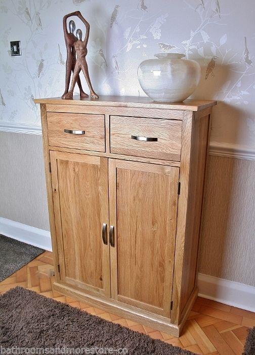 Oak Furniture Shoe Cupboard Hall Storage Unit with Drawers H112 x W80 x
