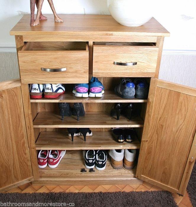 Oak Furniture Shoe Cupboard Hall Storage Unit with Drawers H112 x W80 x D36cm 5060528133753 eBay
