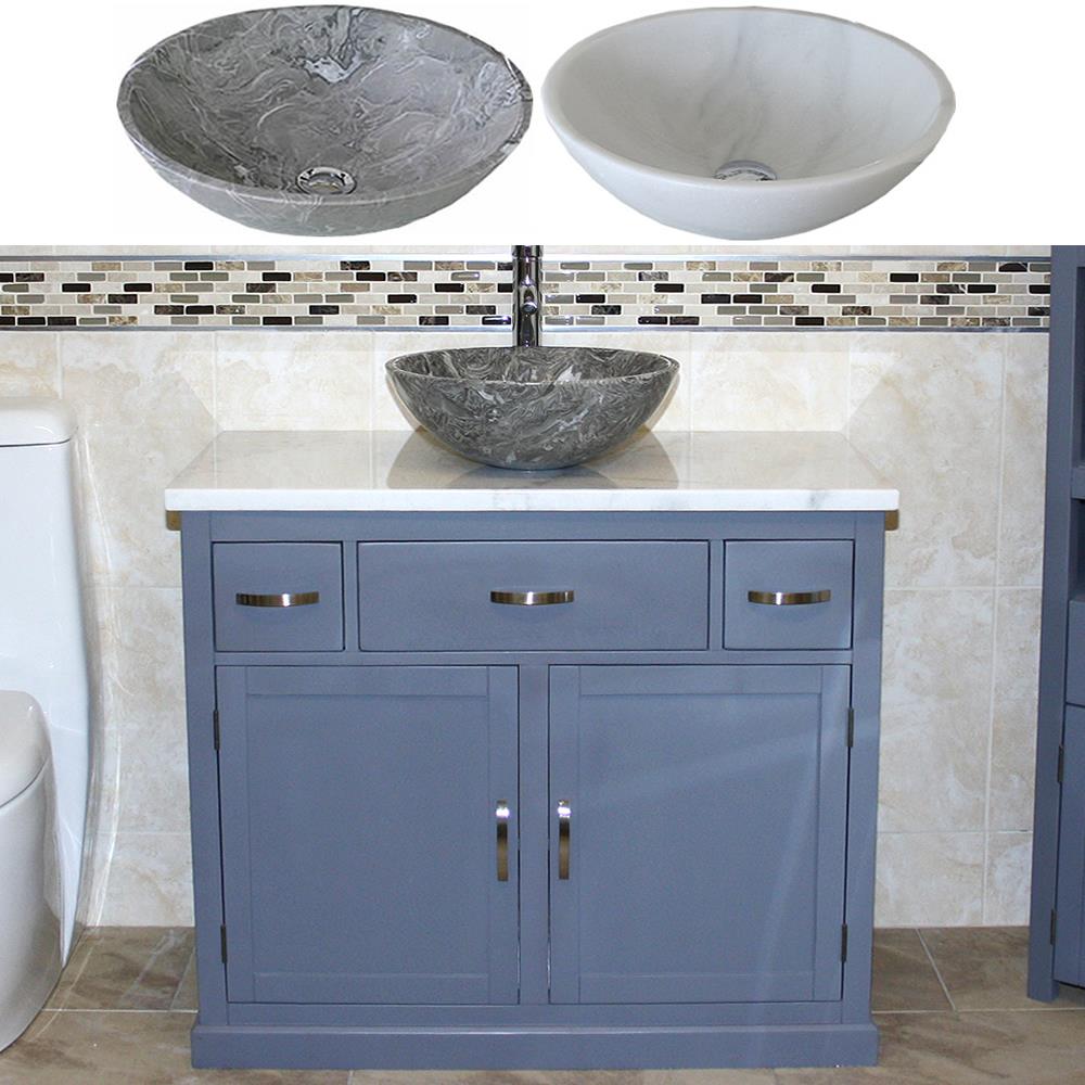 Bathroom Vanity Unit Grey Painted Wash Stand White Marble Top Stone Basin Ebay