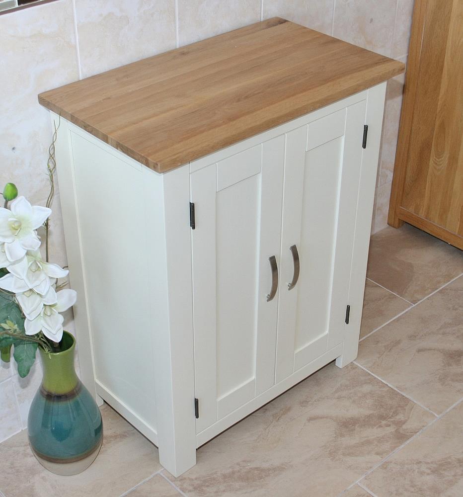 Slimline Oak Top | Off White/ Cream Cloakroom Vanity ...