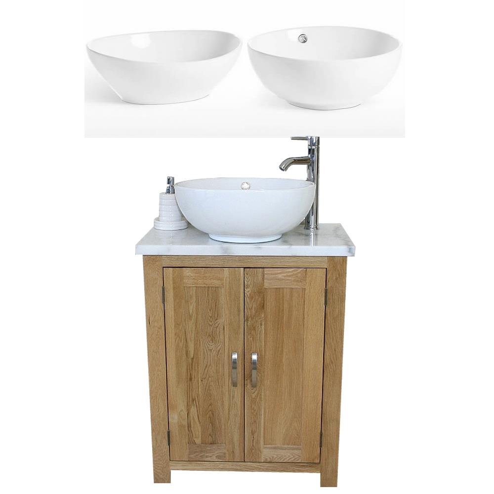 Solid Oak Bathroom Vanity Unit Bathroom Slimline Cabinet White Marble Workto Ebay