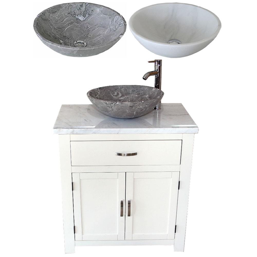 Bathroom Vanity Unit White Painted White Marble Top Stone Basin Ebay